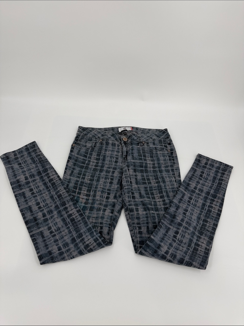 Cani Jeans Gray Plaid Skinny Jeans